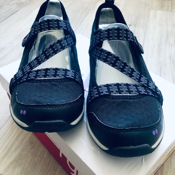 RYKA Kailee Black Purple Mesh Mary Janes Slip On Comfort Shoes,Size 6W - Picture 3 of 8